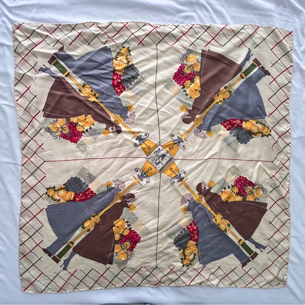 Vintage Burberrys Silk Scarf – Classic Print, Rolled Edges